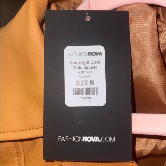 Brand New Fashion Nova Faux Leather Jacket, Size Medium in the Color ‘Cognac’ - Picture 4 of 4